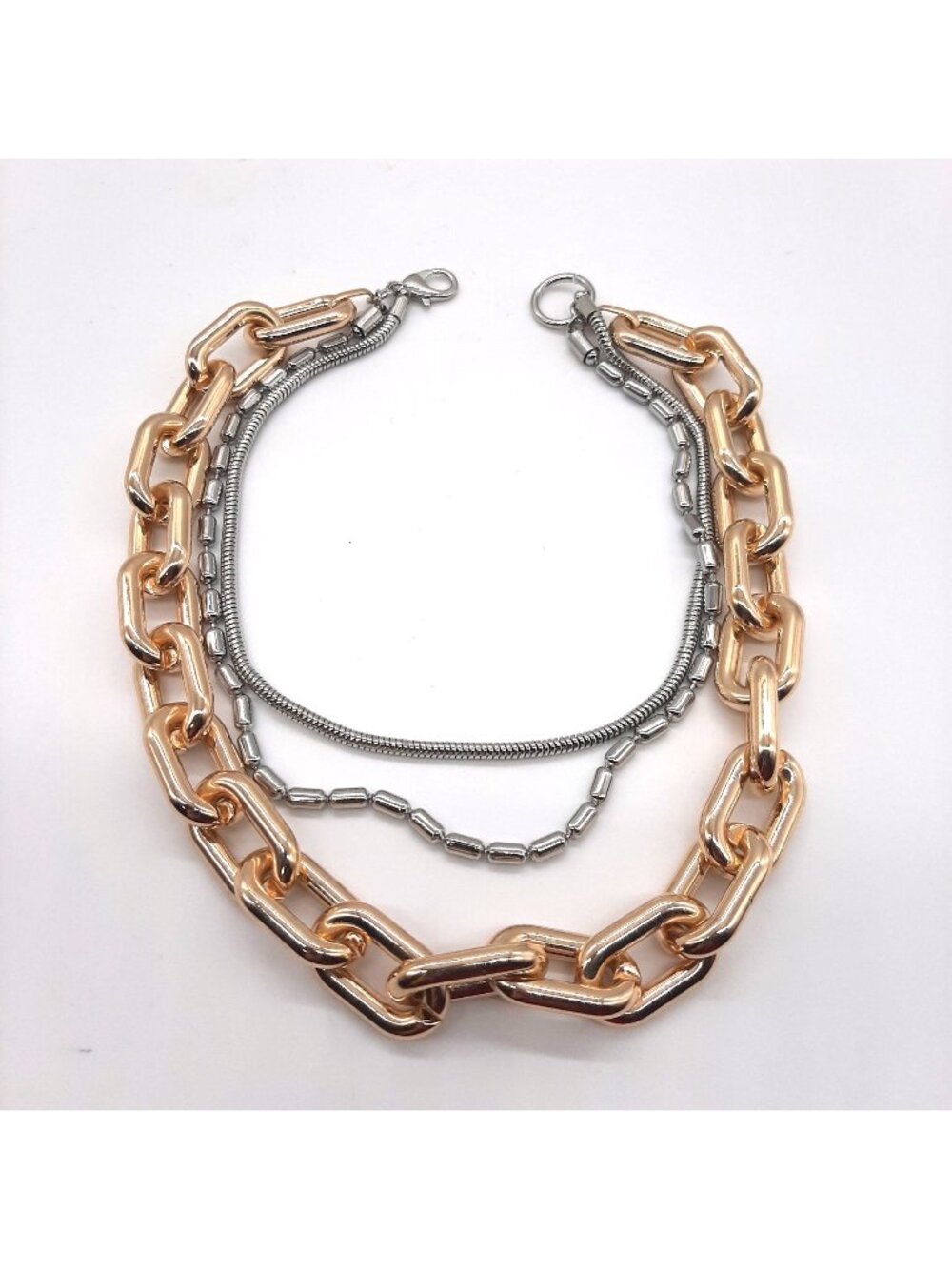 Urban Outfitters Gold  Silver Tone  Layered Choker Necklace Chunky Chain